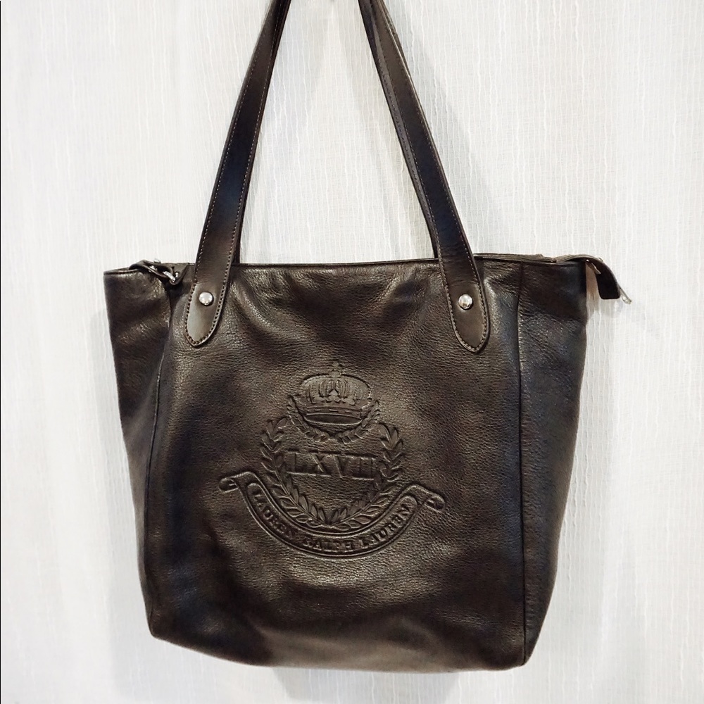 Ralph Lauren black leather tote